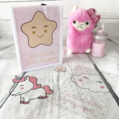 Boîte lumineuse (3 décors interchangeables) - Rose - Déco chambre bébé – Image 3