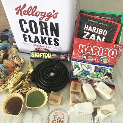 Coffret bonbon ancien - Boîte en métal Corn Flakes logo de Kellogg's
