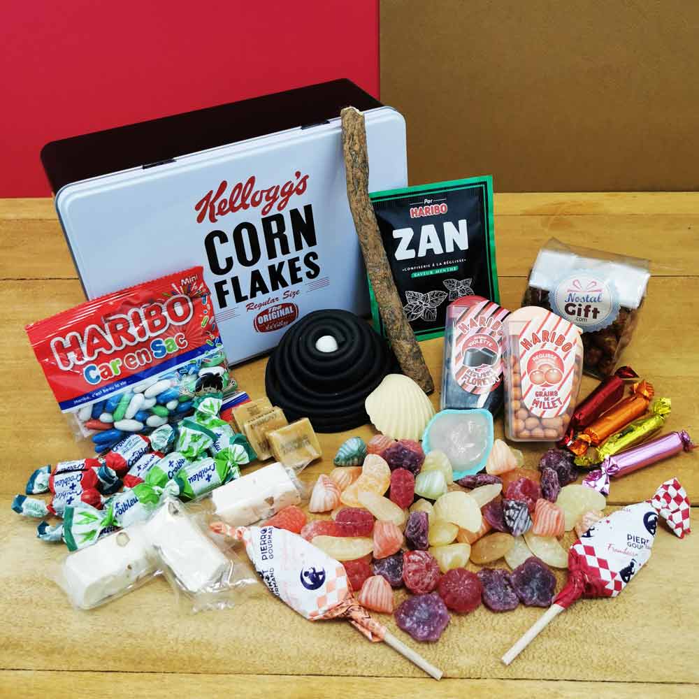Boîte Kelloggs Corn Flakes Original remplie de bonbons des années 60