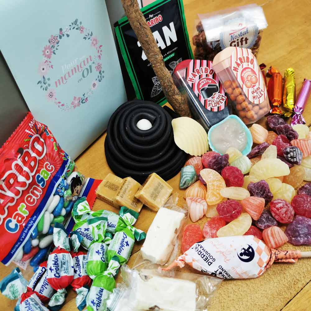 Coffret cadeau gourmand pour Maman - Bonbons rétro