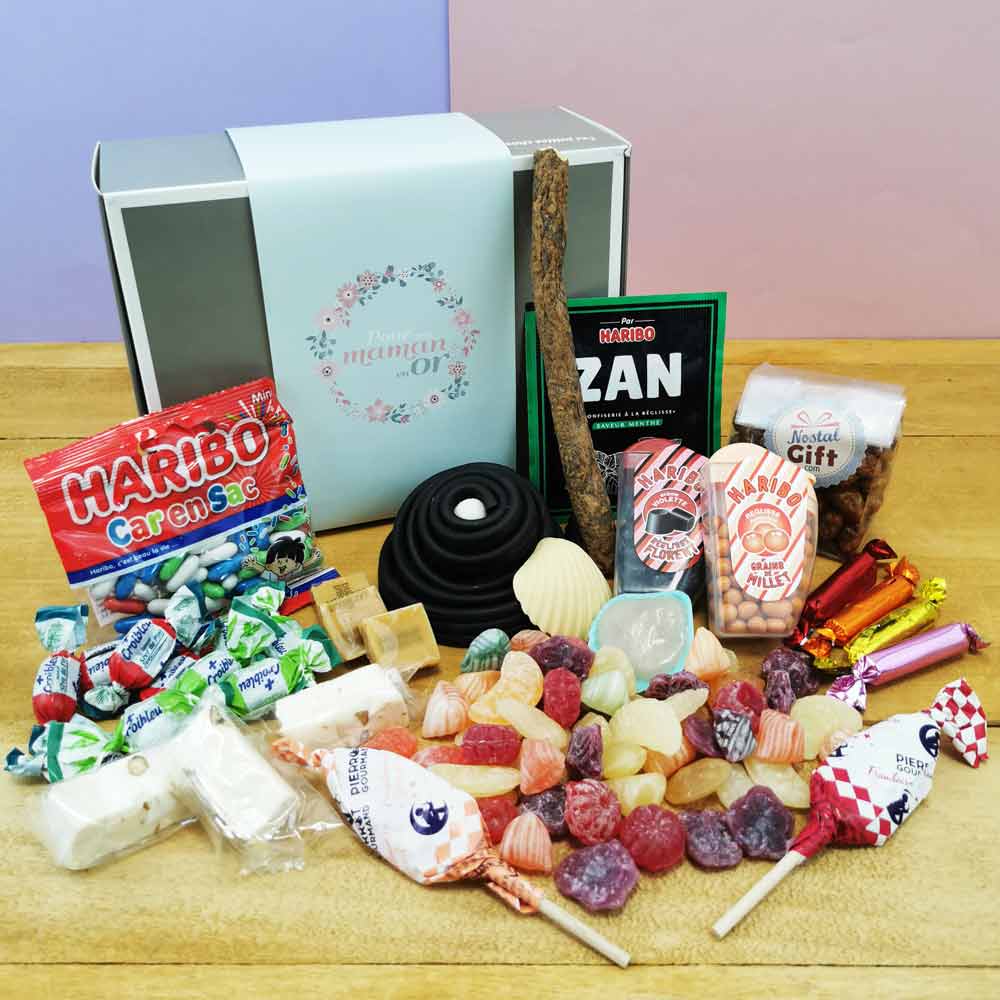 Coffret Bonbon Maman "Pour une maman en or" : coffret bonbon rétro des années 60