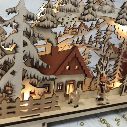 Paysage de montagne lumineux en bois - Décoration de noël – Image 2