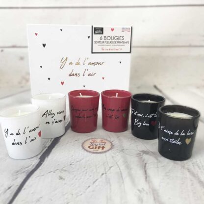 Coffret cadeau - 6 Bougies "Y'a de l'amour dans l'air" – Image 3