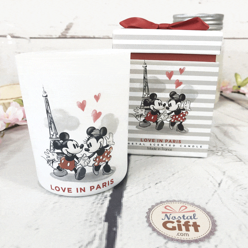 Bougie Mickey et Minnie et son coffret cadeau - Parfum pomme d