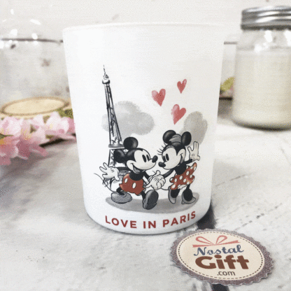 Bougie Mickey et Minnie et son coffret cadeau - Parfum pomme d'amour caramélisée - Love in paris - St Valentin