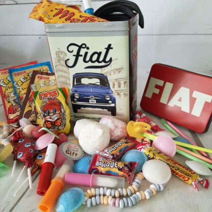Coffret Cadeau Homme  : Boîte haute en métal "Fiat" et ses bonbons rétro 70-80