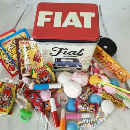 Coffret Cadeau Homme  : Boîte haute en métal "Fiat" et ses bonbons rétro 70-80 – Image 2