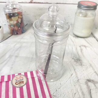 Bonbonnière petite vintage transparente en plastique (PET)- 18 cm de haut; 0,5 L - livrée vide