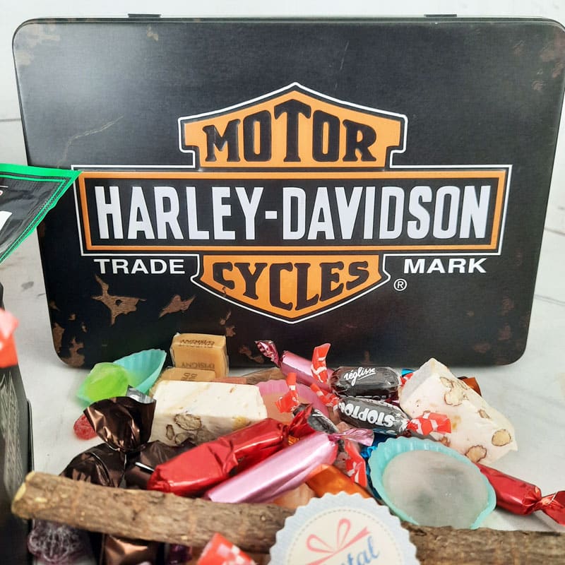 Coffret bonbon ancien - Grande boîte Harley Davidson en métal
