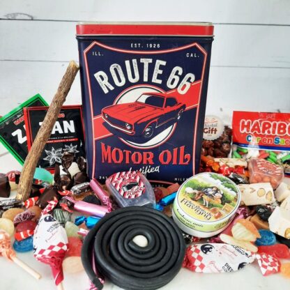 Coffret bonbon ancien - Boîte haute  en métal "Route 66" – Image 5