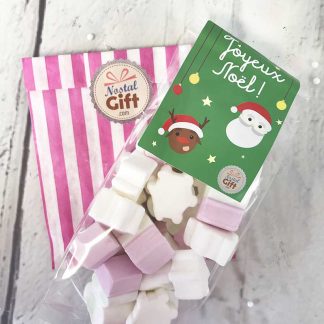 Sachet de bonbons de Noël - Bonhomme de neige et flocon de neige en guimauve x 20