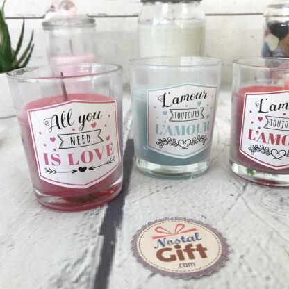 Bougies parfumées à la vanille  - "All you need is Love" et "L'amour toujours l'amour" Lot de 4 – Image 2