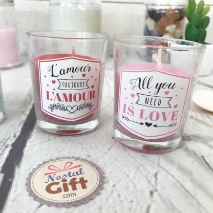 Bougies parfumées à la vanille  - "All you need is Love" et "L'amour toujours l'amour" Lot de 4 – Image 3