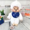 Peluche Kiki - Blanc hiver avec bavoir bleu ( Monchhichi ) – Image 3