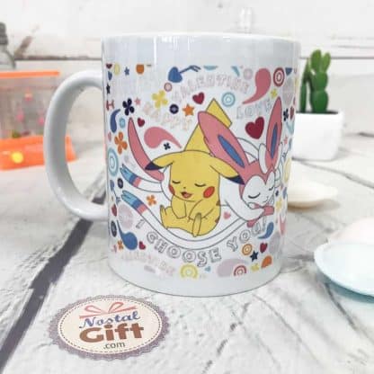 Mug Pokemon Amour - Pikachu et Nymphali - I choose you