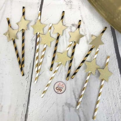 Pailles en papier dorées étoile - lot de 10 – Image 2