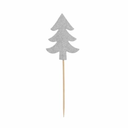 Pic Apéro sapin argenté - lot de 12