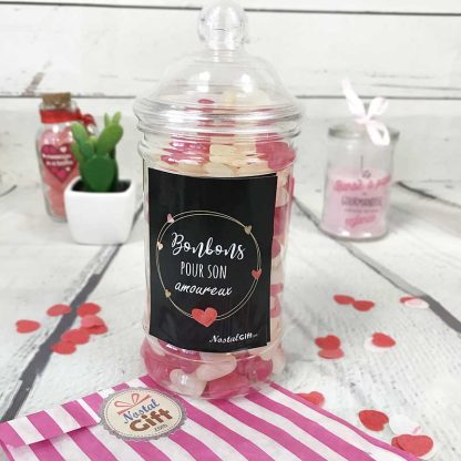 Bonbonnière Saint Valentin - Jelly Beans forme de coeur x150  - "Pour mon amoureux"