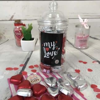 Bonbonnière Saint Valentin - Cœur en chocolat noir et lait fourrés praliné x20 - "My Love"