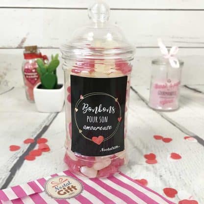 Bonbonnière Saint Valentin - Jelly Beans forme de coeur x150  - "Pour mon amoureuse"