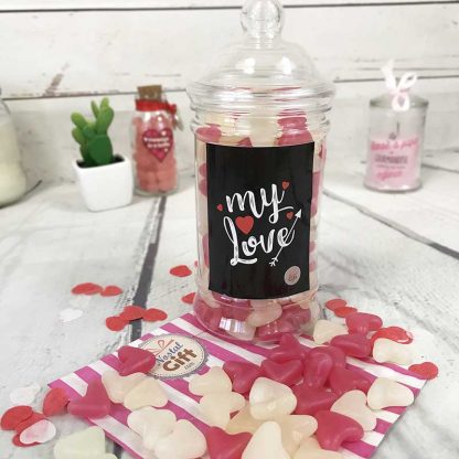 Bonbonnière Saint Valentin - Jelly Beans forme de coeur x150  - "My Love"