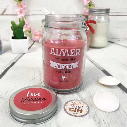 Bougie jar - "Aimer c'est savoir dire Je t'aime sans parler " – Image 4