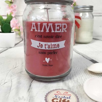 Bougie jar - "Aimer c'est savoir dire Je t'aime sans parler "