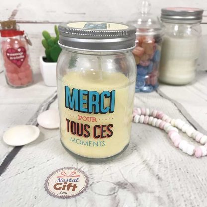 Bougie Jar - "Merci pour tout" -  Cadeau remerciement