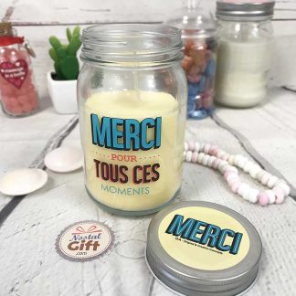 Bougie Jar - "Merci pour tout" -  Cadeau remerciement