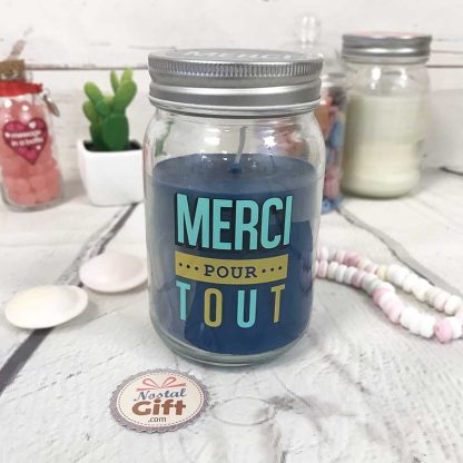 Bougie Jar - "Merci pour tout" -  Cadeau remerciement