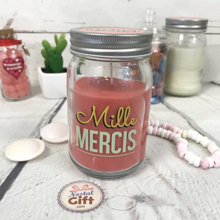 Bougie Parfumée En Verre - Motif 'Merci' - Pour Décoration Et Ambiance