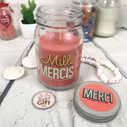 Bougie Jar - "Merci pour tout" -  Cadeau remerciement