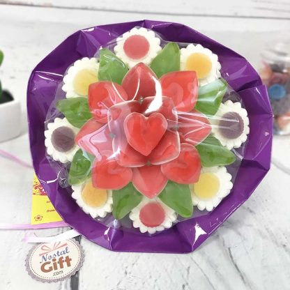 Bouquet de bonbons gélifiés - Coeur - Rose