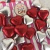 Coeurs chocolats fourrés caramel x20 - mix argenté et rouge
