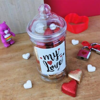 Bonbonnière Saint Valentin - Cœur en chocolat noir et lait fourrés praliné x20 - "My Love"