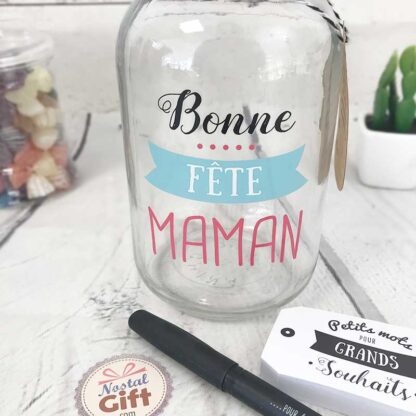 Bocal à souhaits / tirelire à message "Bonne Fête Maman" - Idée cadeau Maman – Image 2