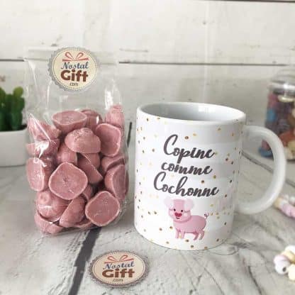 Mug "Copine comme Cochonne" et ses bonbons tête de cochon (x20) – Image 3