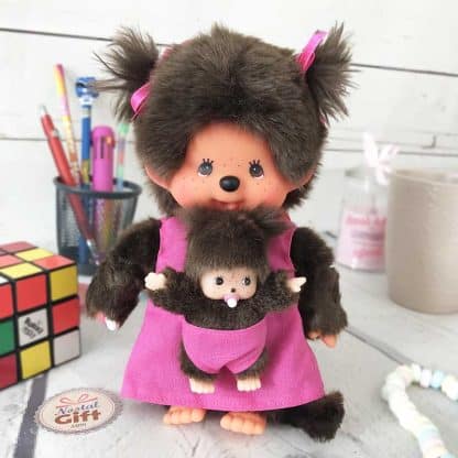 Peluche Monchhichi Kiki -  Maman et bébé (20 cm)