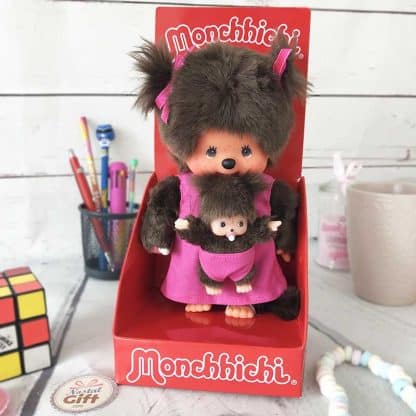 Peluche Monchhichi Kiki -  Maman et bébé (20 cm)