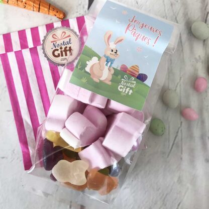Sachet de Pâques - Lapin en guimauve x10 et Lapin gélifié Haribo x20
