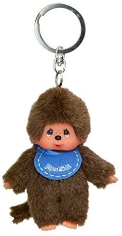 Porte clé Monchhichi Kiki - bavoir bleu - 10cm