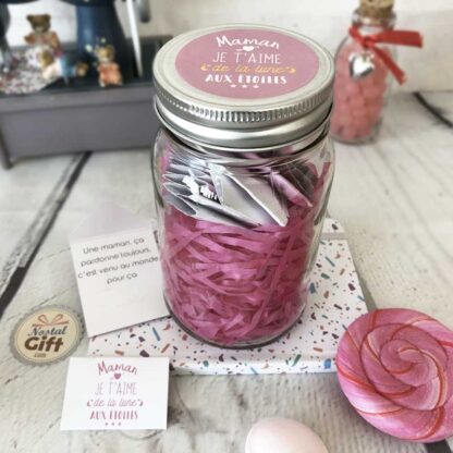 Bocal à message "Maman, je t'aime de la lune aux étoiles" - Idée cadeau Maman