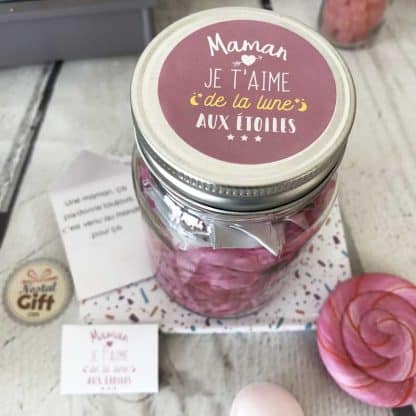 Bocal à message "Maman, je t'aime de la lune aux étoiles" - Idée cadeau Maman – Image 2