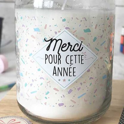 Bougie Jar - "Merci pour cette Année" - Cadeau Maîtresse (Collection confetti) – Image 2