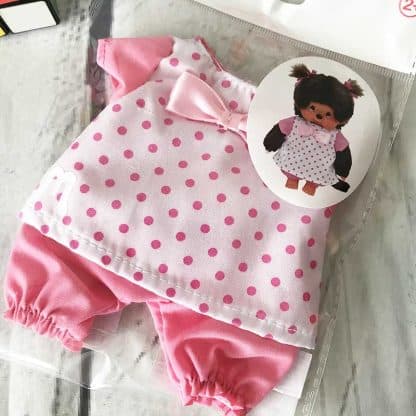 Vêtements Peluche Monchhichi Kiki rose et blanc – Image 2