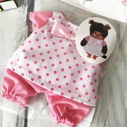 Vêtements Peluche Monchhichi Kiki rose et blanc