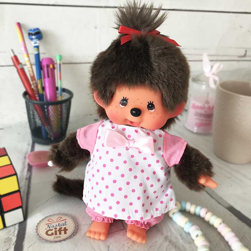 Vêtements Peluche Monchhichi Kiki rose et blanc