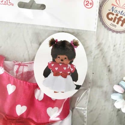 Vêtements Peluche Monchhichi Kiki robe rose et blanche – Image 2
