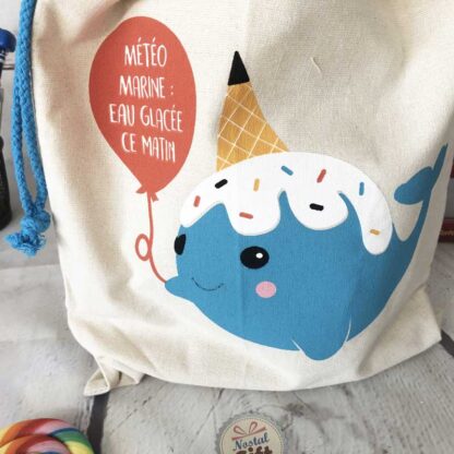 Sac pour pyjama en toile - baleine – Image 2