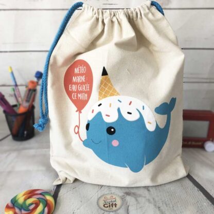 Sac pour pyjama en toile - baleine